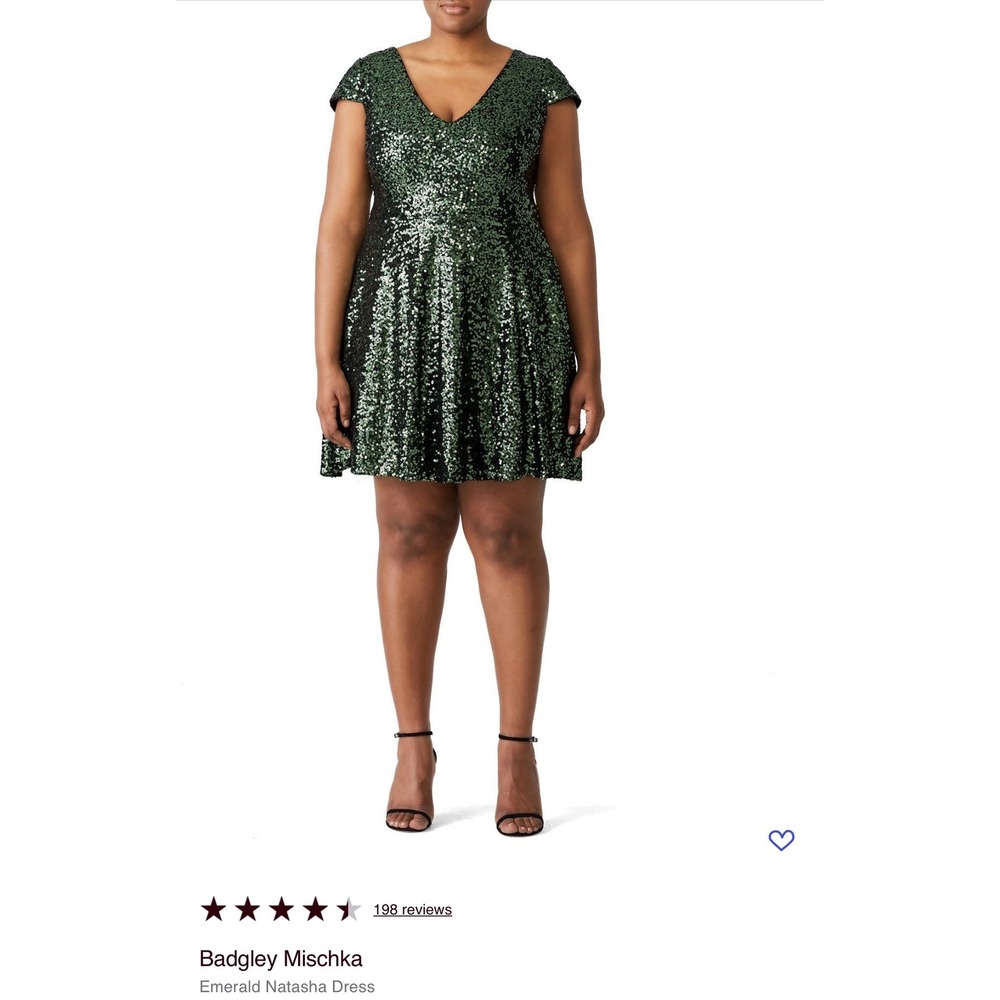 Badgley Mischka Emerald Natasha Dress 14 Green Sequin Holiday Glam Party